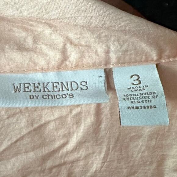 Weekends by Chico's size 3 (XL) Zip-Up Jacket 3/4 Sleeve Lightweight Peach - Picture 2 of 3